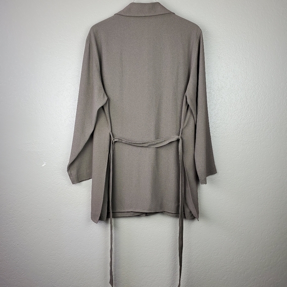 Halston Tie Wrap Kimono Style Button Cardigan Jacket Shacket Top Blouse 14 - Picture 5 of 8